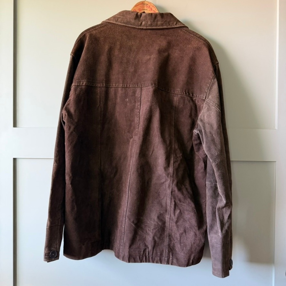 Vintage 26 Red Suede Leather Jacket Mens L Brown Button Coat 90s Distressed FLAW - Picture 2 of 16